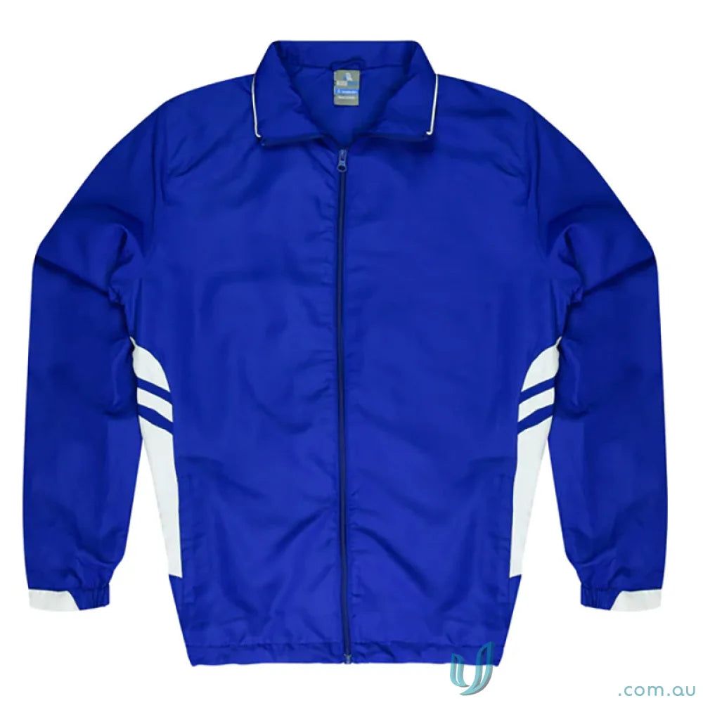 Blue and white Tasman Kids Tracktops jacket perfect for uniforms and casual workwear