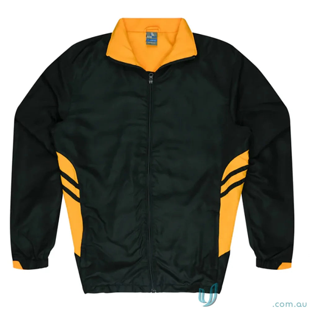 Black and gold Tasman Mens Tracktops, perfect for sporty uniforms or workwear
