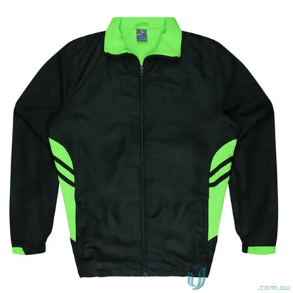 Black and green Tasman Mens Tracktops for stylish work uniforms or active wear