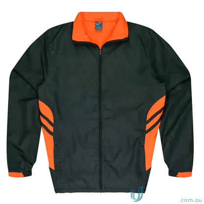 Black and orange zip-up jacket from Tasman Mens Tracktops, perfect for workwear or uniforms