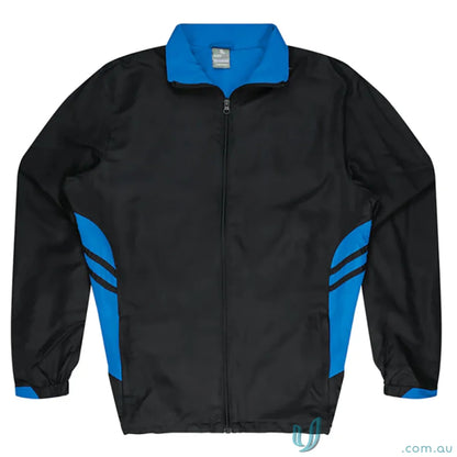 Black and blue track jacket from Tasman Mens Tracktops, perfect for uniforms or workwear