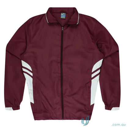 Maroon and white Tasman Mens Tracktops perfect for uniforms or casual workwear