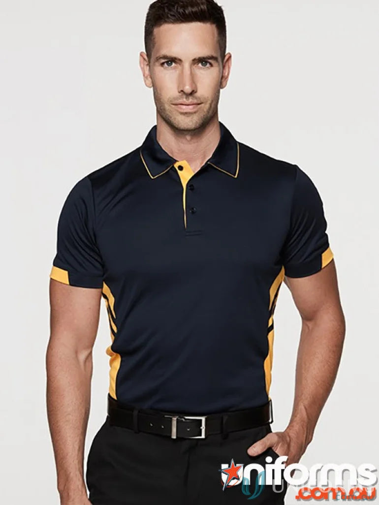 Tasman Polo navy and gold polo shirt perfect for uniforms and workwear