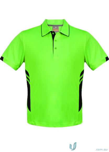 Neon green and black Tasman Polo shirt perfect for uniforms and workwear