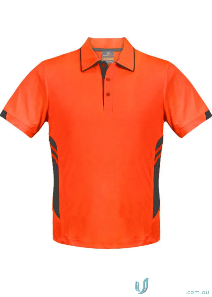 Orange and gray Tasman Polo shirt perfect for uniforms or workwear casual style