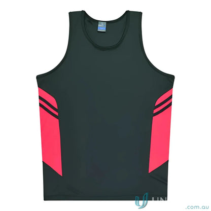 Tasman Singlet black and pink athletic tank top perfect for uniforms or workwear