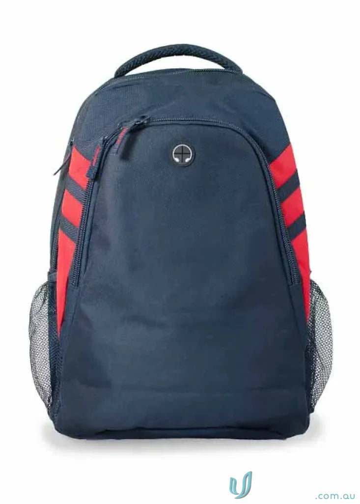 Blue and red Tasman Sports Backpack perfect for sports, uniforms, or workwear gear