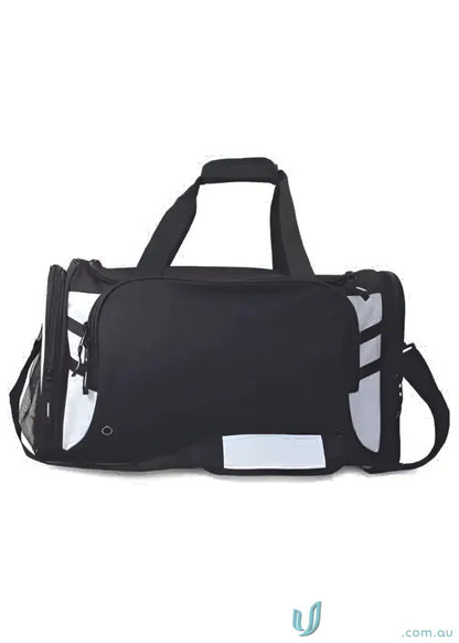 Black and white Tasman Sports Bag perfect for uniforms and workwear