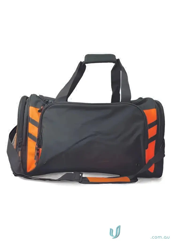 Black and orange Tasman Sports Bag for uniforms and workwear storage