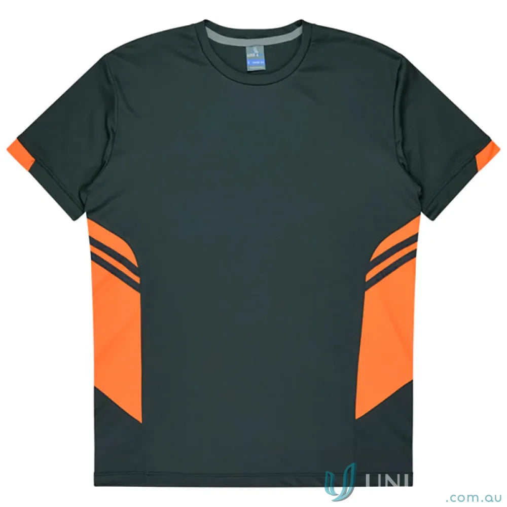 Gray and orange Tasman Tee athletic t-shirt made with comfy fabric, perfect for workwear