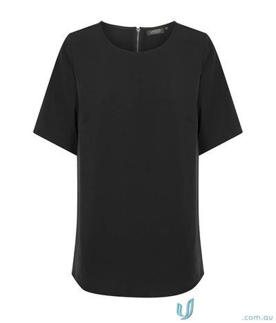 Black short-sleeved blouse from Taylor 1798WS for uniforms and workwear style