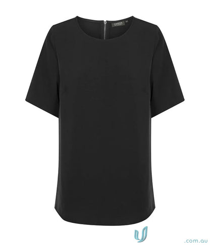 Black short-sleeved blouse from Taylor 1798WS for uniforms and workwear style