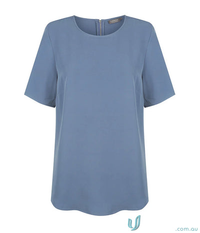 Blue short-sleeved blouse from Taylor 1798WS workwear and uniforms collection