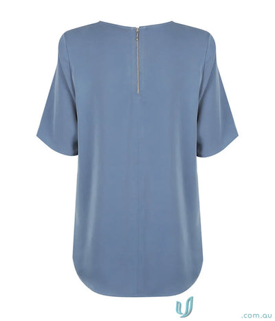 Taylor 1798WS Blue short-sleeved blouse with zipper, perfect workwear or uniforms