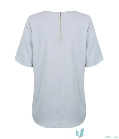 Light blue Taylor 1798WS short-sleeved blouse with back zipper, perfect workwear or uniforms