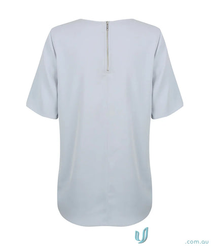 Light blue Taylor 1798WS short-sleeved blouse with back zipper, perfect workwear or uniforms