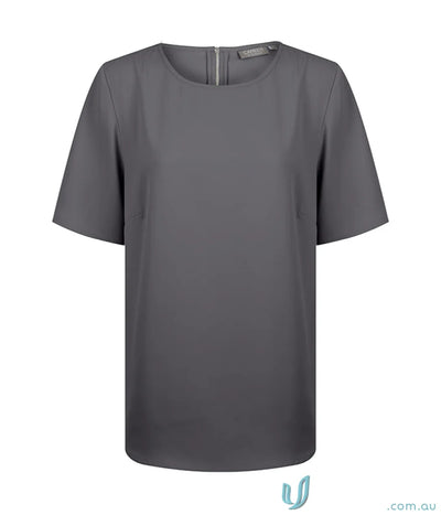 Gray short-sleeved blouse from Taylor 1798WS workwear collection for uniforms