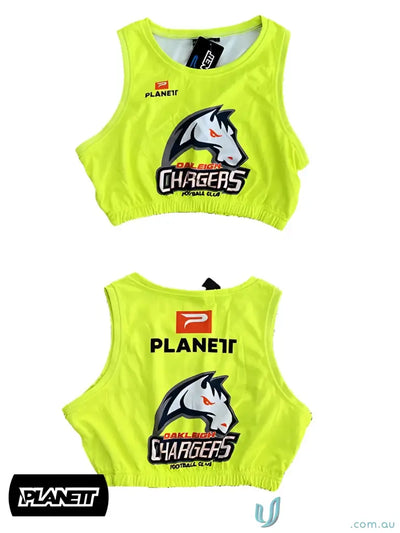Neon yellow sports crop top from TB101 Custom Training Bibs for Northern Knights by Anthony Rocca