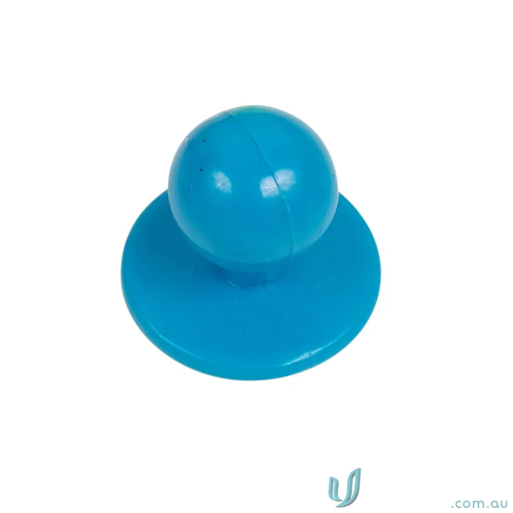 Teal-blue round-knobbed plastic handle from 10 Pack Chef Buttons for kitchen managers uniforms