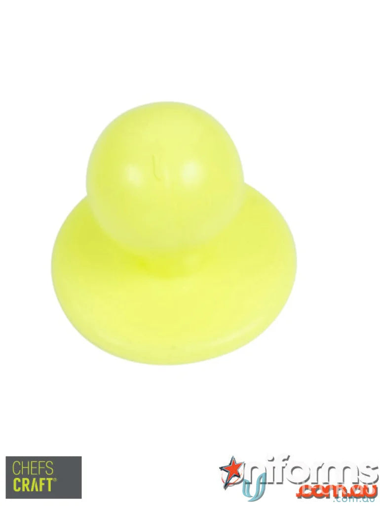Bright yellow duck-shaped bath toy from 10 Pack Chef Buttons for kitchen managers uniforms