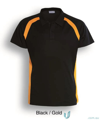 Black and gold Team Essentials Contrast Panel Polo shirt for a stylish casual look