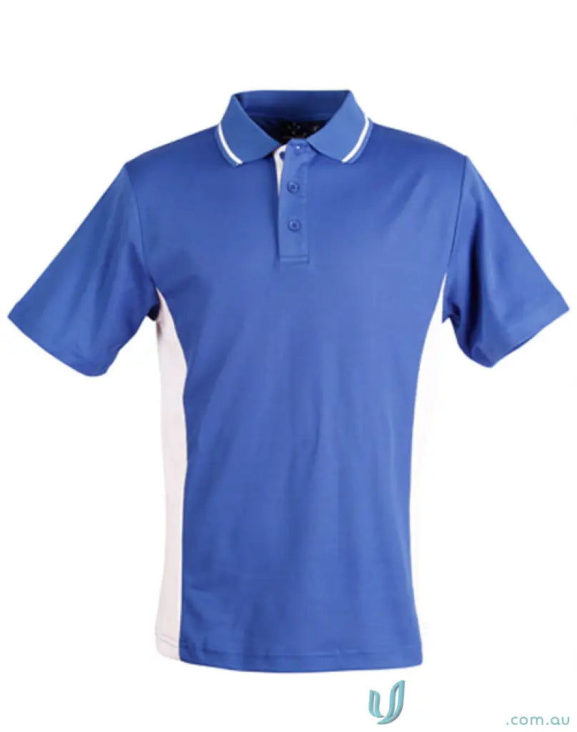 Blue and white contrast short sleeve polo from Winning Spirit Team Mate Polo collection