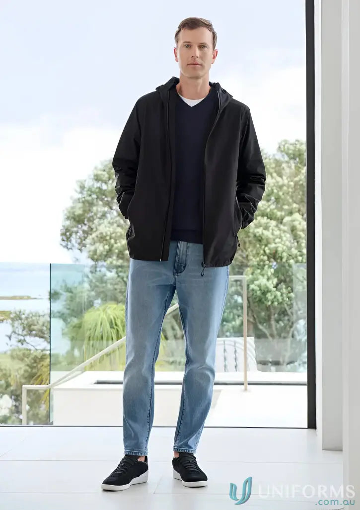 Man in casual attire wearing the Tempest Jacket from Biz Collection Tempest for construction crews