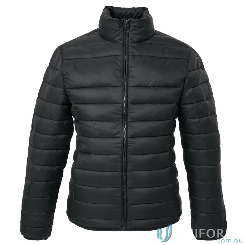 Black quilted puffer jacket from The Womens Puffer with enhanced thermal properties