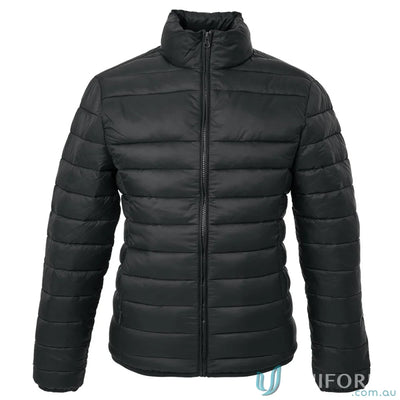 Black quilted puffer jacket from The Womens Puffer with enhanced thermal properties