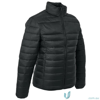 Black quilted puffer jacket from The Womens Puffer with enhanced thermal properties