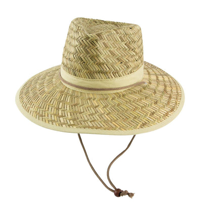 Toggled Straw Hat with beige woven wide brim and matching hat band for workwear uniforms