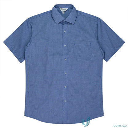 Blue short-sleeved button-down shirt from Toorak S/S Shirt perfect for casual uniforms