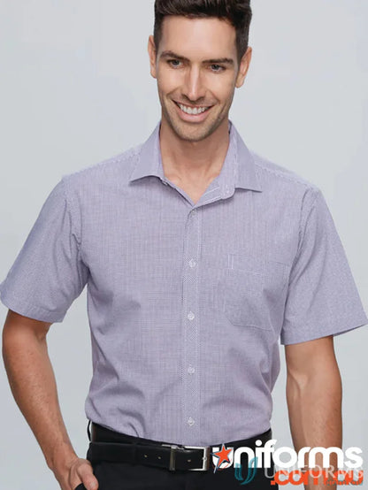Man wearing Toorak S/S Shirt, a stylish white short-sleeved shirt for uniforms