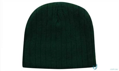 Dark green cable knit beanie showcasing cozy knit beanie style for winter wear