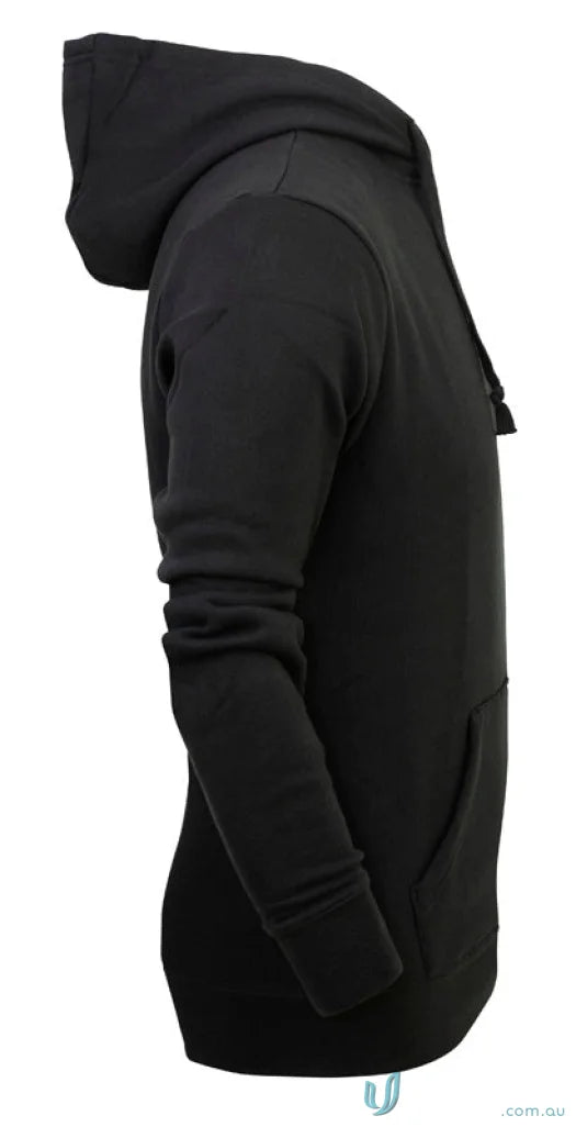 Black hooded sweatshirt from Torquay Uniforms, perfect as workwear or casual hoodie
