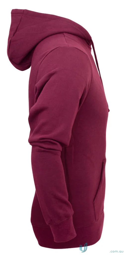 Maroon Torquay Hoodie for workwear or uniforms featuring a comfy hooded sweatshirt