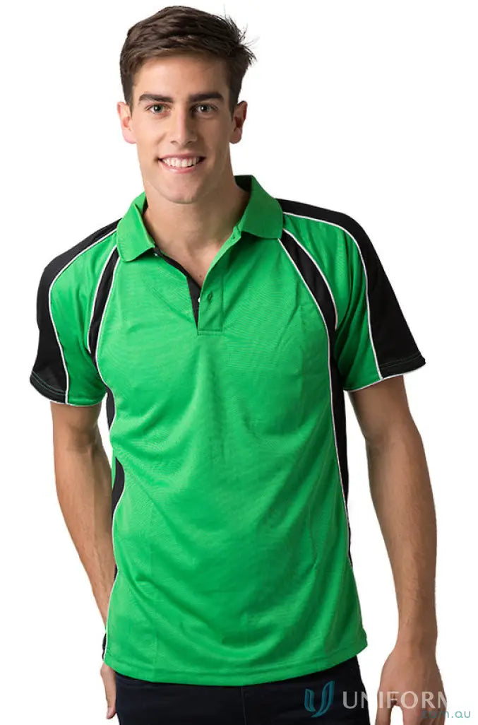 Green and black Toucan Polo shirt with cooldry moisture management technology