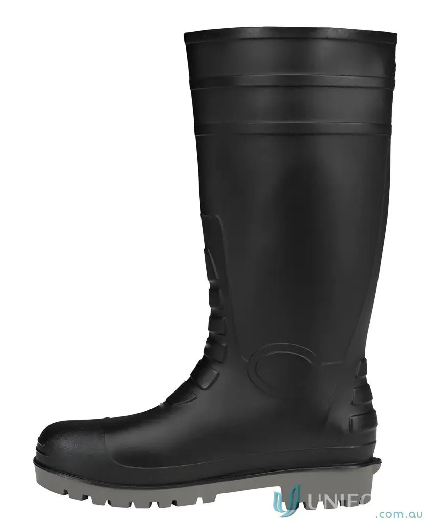 Black rubber work boot from Traditional Gumboot BLACK, perfect for food grade workwear uniforms