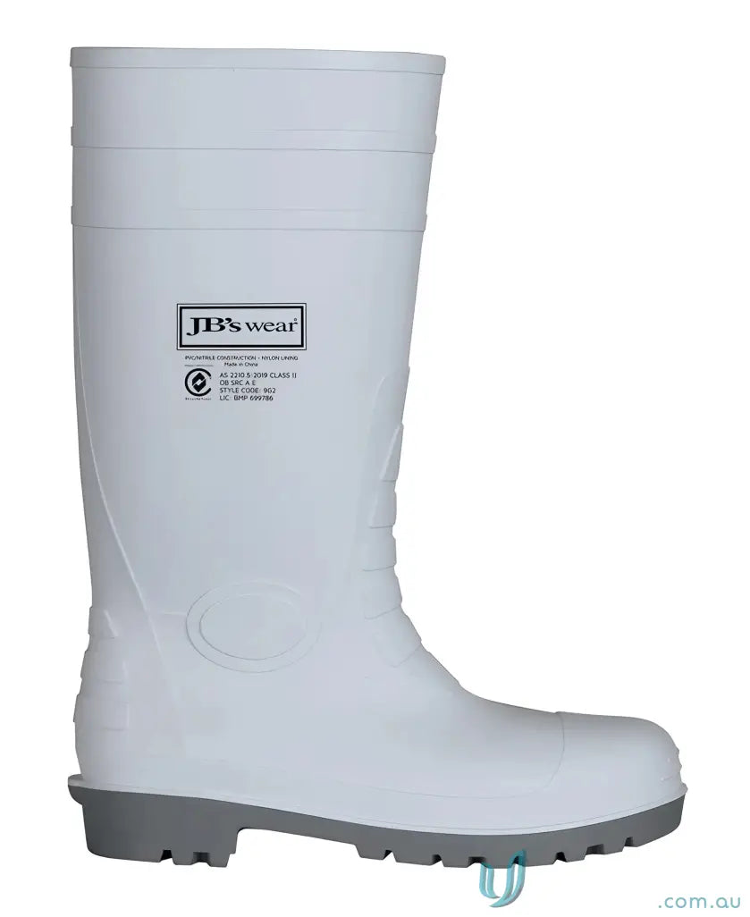 White waterproof work boot for food grade uniforms and durable workwear applications