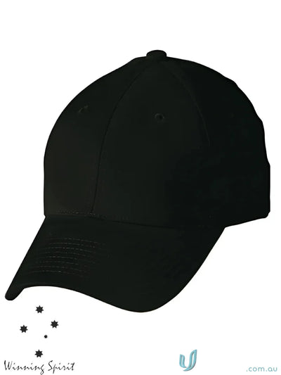 Black baseball cap made of heavy brushed cotton from Winning Spirit Traditional collection for a professional look