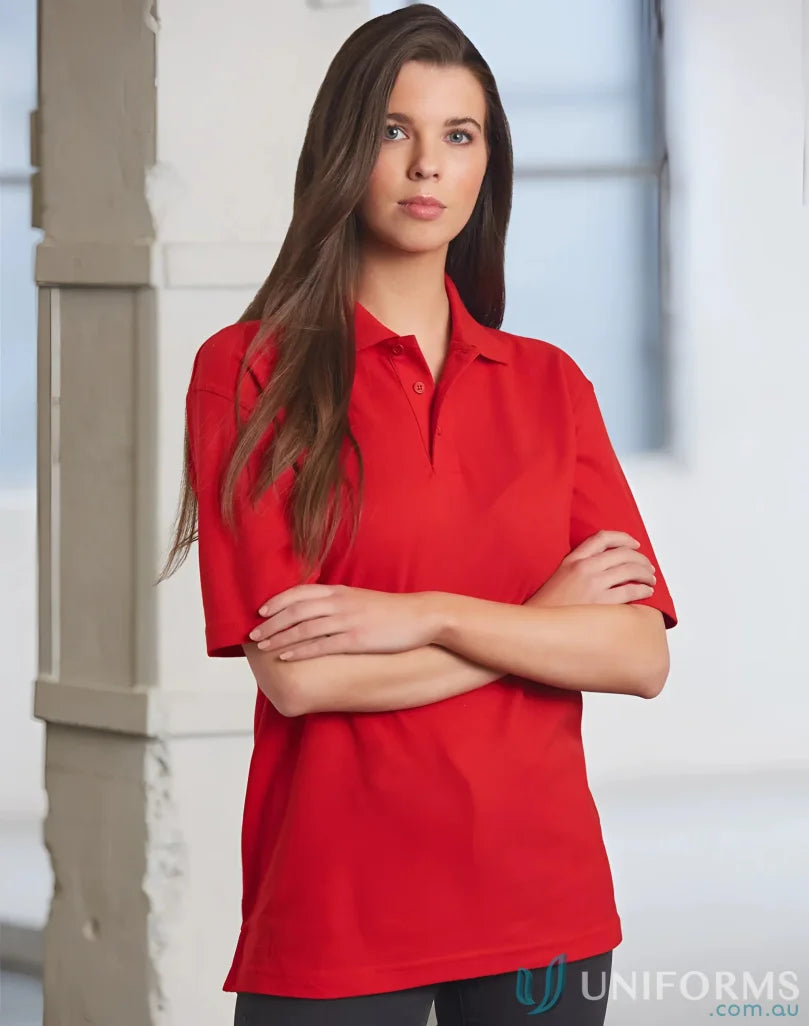 Red polo shirt from PS11 Traditional collection, unmatched comfort in poly cotton pique