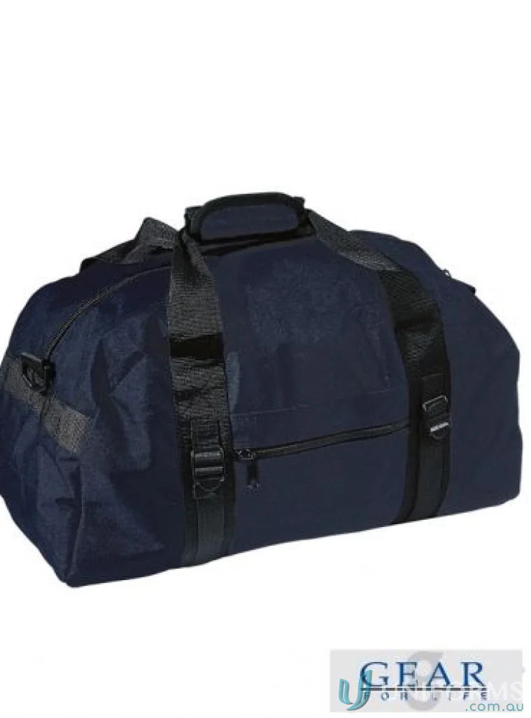 Navy blue Trekker Sports Bag with black straps, perfect for bag orders or uniforms