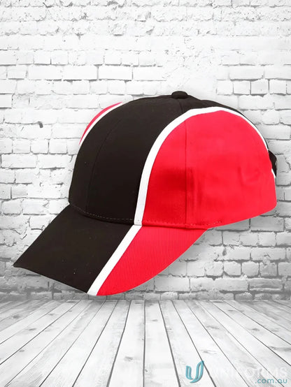 Black and red tri-colour cap perfect for uniforms and workwear styles