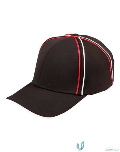 Black Tri-Colour Pique Mesh Cap with Red and White Trim for a stylish mesh cap look