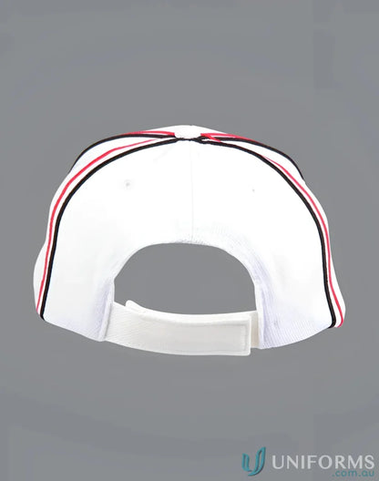 White Tri-Colour Pique Mesh Cap with adjustable strap, stylish pique mesh cap for sun protection