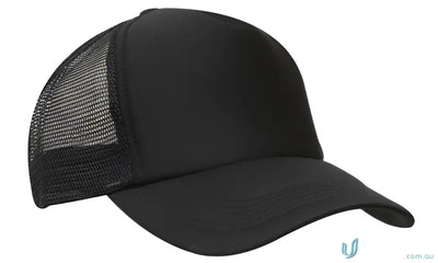Black mesh-back trucker hat from Truckers Mesh Cap, perfect for workwear and uniforms