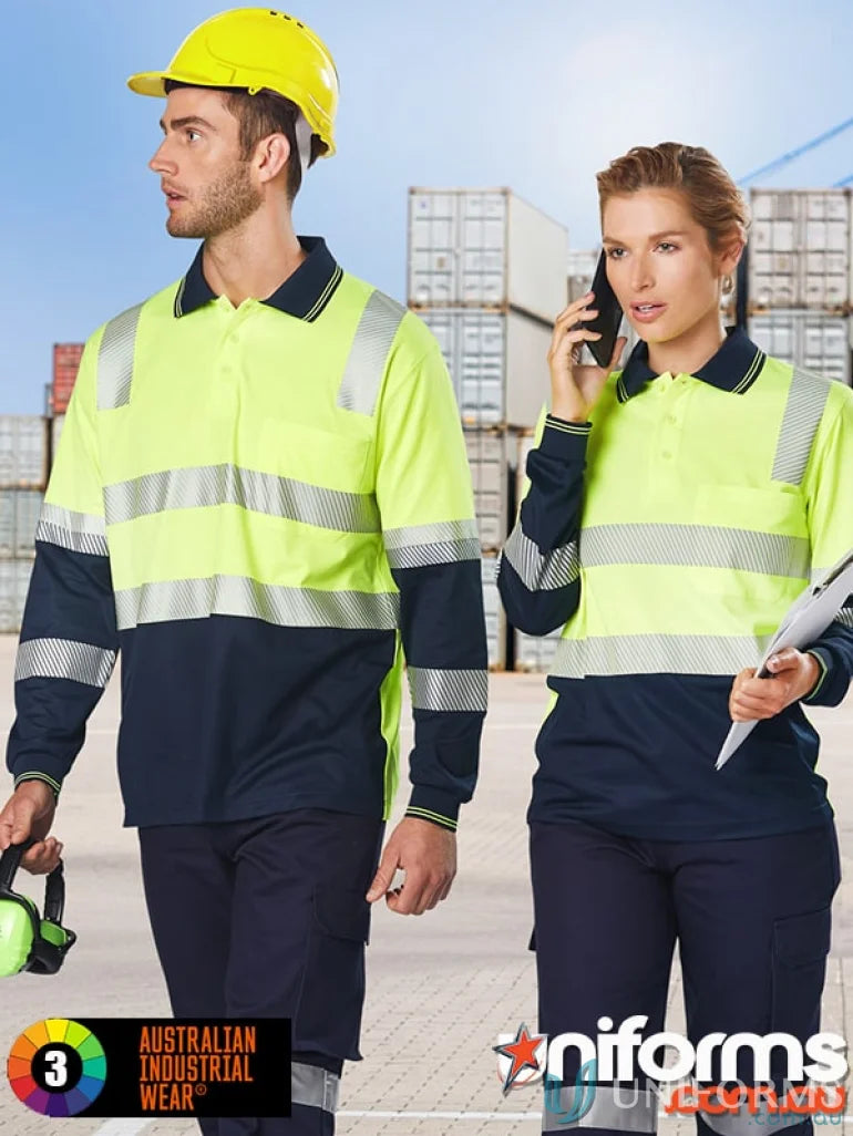 High-visibility biomotion safety polo from Truedry Biomotion Segmented LS Safety Polo collection