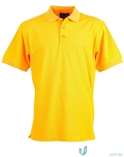 Yellow short-sleeved polo shirt from Winning Spirit TrueDry Connection Pique Polo collection