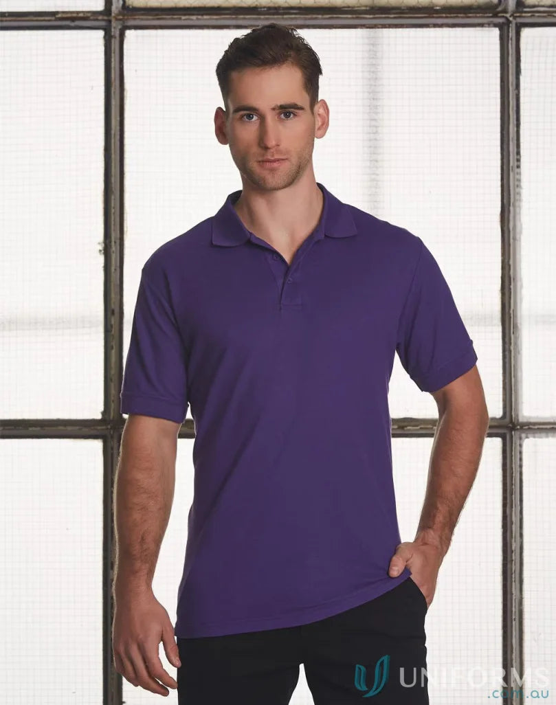 Purple short-sleeved pique polo shirt from TrueDry Connection Polo with winning spirit truedry