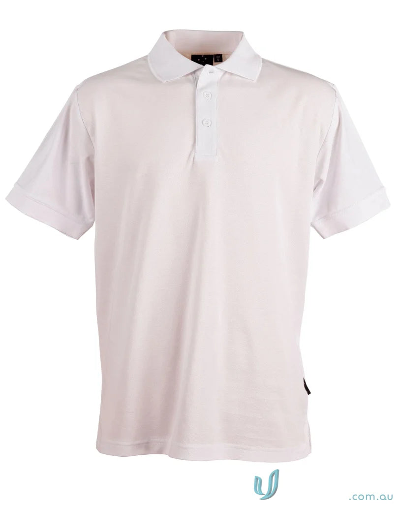 White short-sleeved pique polo shirt from Winning Spirit TrueDry Connection collection